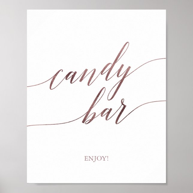 Elegant roséguld kalligrafi godisbar skylt (Framsidan)