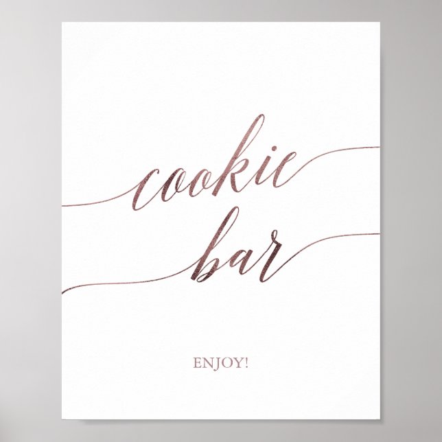 Elegant roséguld kalligrafi kakor barskylt poster (Framsidan)