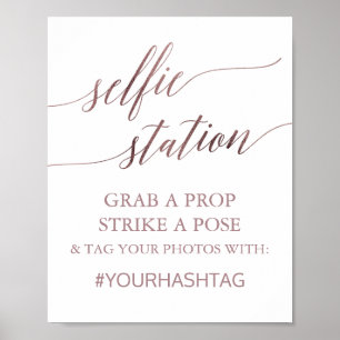 Elegant roséguld kalligrafi Selfie Station skylt