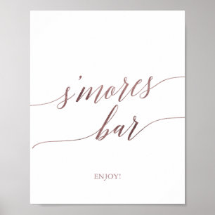 Elegant roséguld kalligrafi S'mores Bar skylt