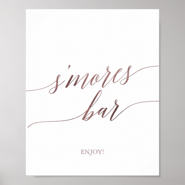 Elegant roséguld kalligrafi S'mores barskylt Poster (Framsidan)