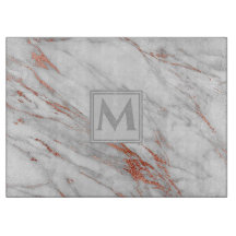 elegant roséguld koppar vit marmor Monogramm