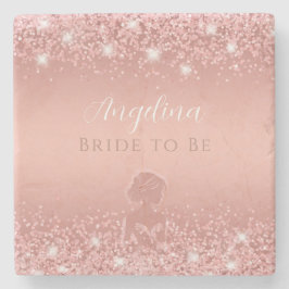 Elegant roséguld lyxig bröllopsfest med skimrande stenunderlägg