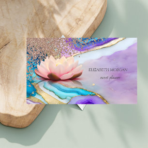 Elegant roséguld med diamanter opal marmor lotus visitkort