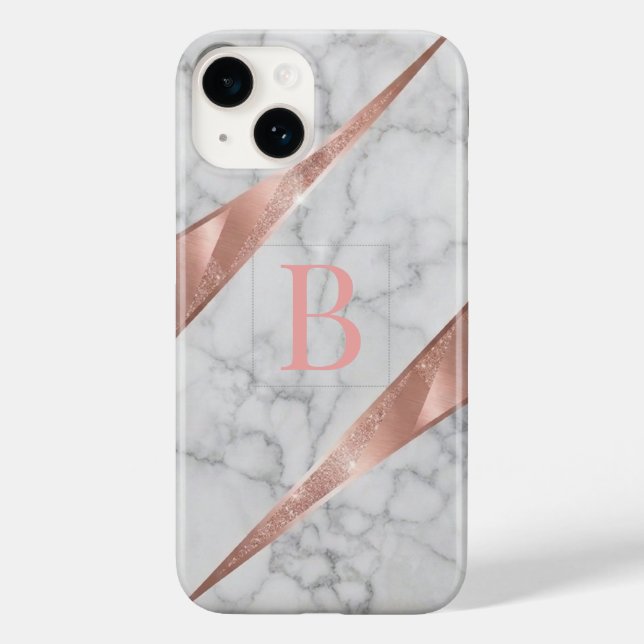 Elegant roséguld metallisk geometrisk vit marmor  (Baksida)