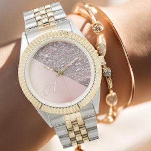 Elegant roséguld monogram armbandsur