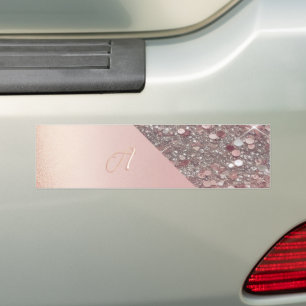 Elegant roséguld monogram bildekal