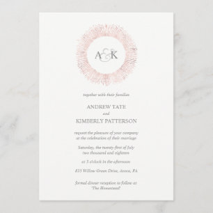 Elegant roséguld monogram bröllopsinbjudan inbjudningar