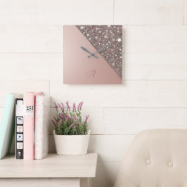 Elegant roséguld monogram fyrkantig klocka