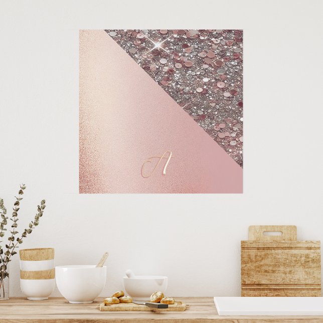 Elegant roséguld monogram poster (Kök)