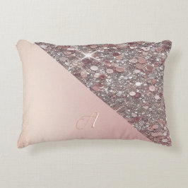 Elegant roséguld monogram prydnadskudde