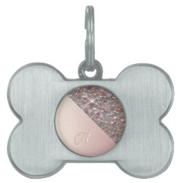 Elegant roséguld monogram rund husdjursmärke ID-bricka husdjur