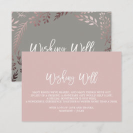 Elegant roséguld och grå bröllopshjärtats önskebru tilläggskort