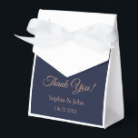 Elegant roséguld och marinblå presentask för bröll<br><div class="desc">Stil: Presentlåda med tält och band</div>