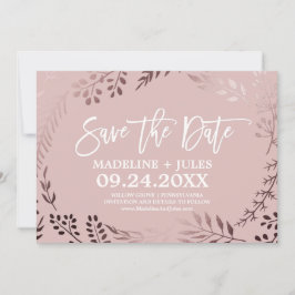 Elegant roséguld och rosa "Save the Date"-kort Spara Datumet