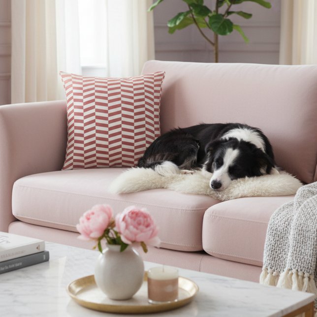 Elegant roseguld och vit sicksackaccentkudde kudde (Elegant rose gold and white throw pillow.)