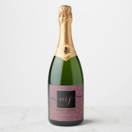Elegant roséguld på svart gnistrande vinetikett