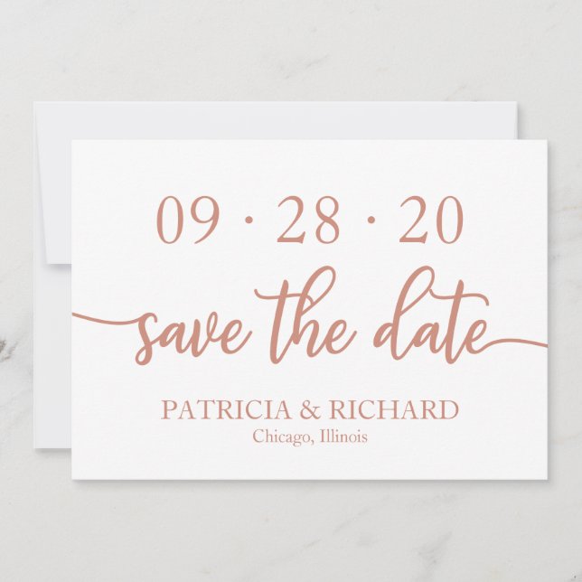 Elegant roséguld script bröllop Save The Date Inbjudningar (Framsida)