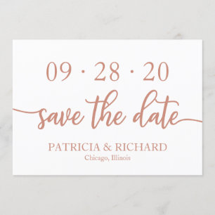 Elegant roséguld script bröllop Save The Date Inbjudningar