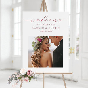Elegant roséguld script fotobrylloppshälsning poster