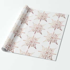 Elegant roséguld snöflinga vit julklappspresent presentpapper