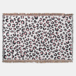 Elegant roséguld svart leopardmönster filt