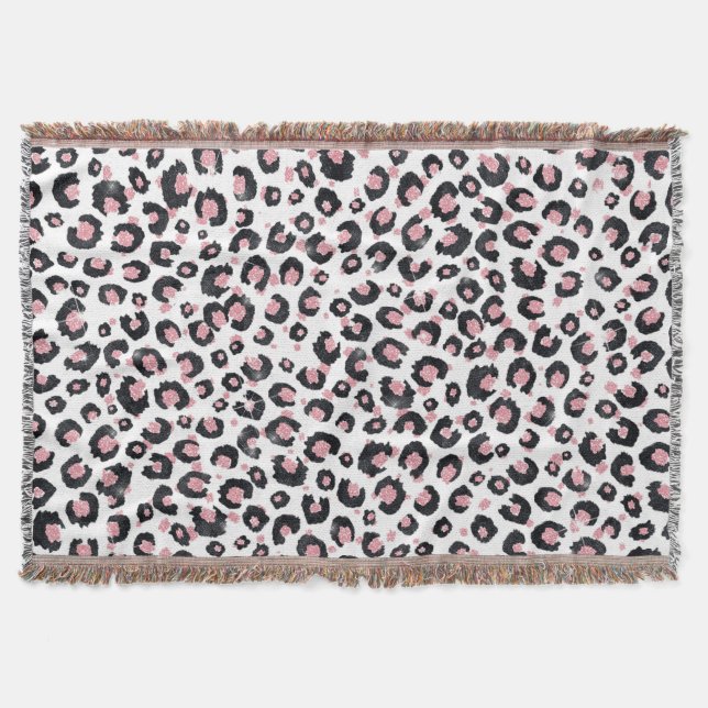 Elegant roséguld svart leopardmönster filt (Framsidan)