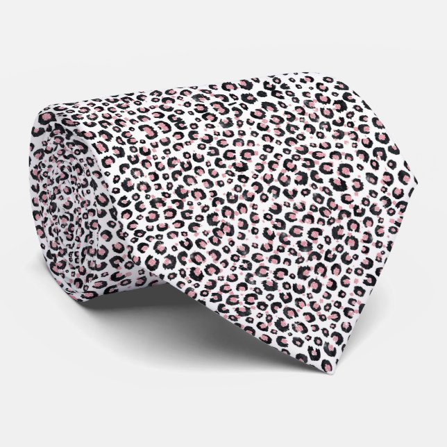 Elegant roséguld svart leopardmönster slips (Rullad)