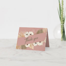 Elegant roséguld vattenfärg blomsterfotografi bröl tack kort
