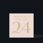 Elegant roséguld vigselkort för bordnummer inbjudningar<br><div class="desc">Varm gyllene kalligrafi och parets namn på en mjuk rosafärgad bakgrund skapar ett romantiskt, raffinerat vigselkort för bordnummer. Den eleganta skriften och den klassiska serif-typografin ger tidlös sofistikering till era mottagningsbord. Paret namn, efternamn och bordnummer är lätta att anpassa. Varje bordnummer måste anpassas individuellt och läggas till i varukorgen en...</div>