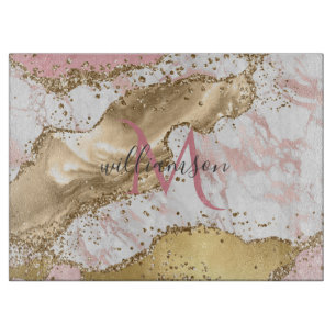 Elegant Roséguld Vit Marmor Monogram