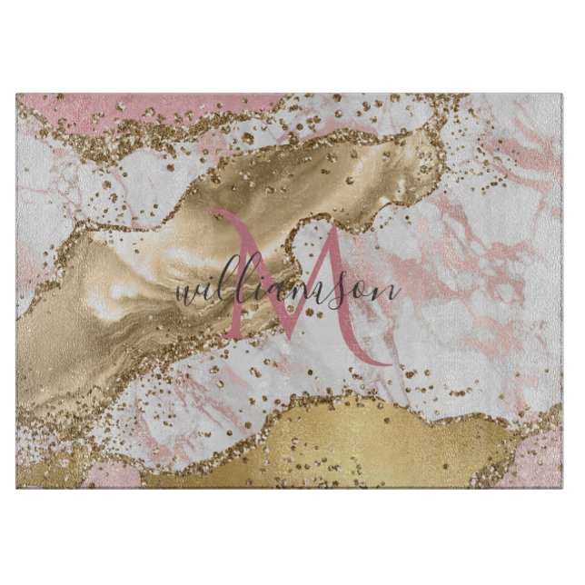 Elegant Roséguld | Vit Marmor Monogram (Framsidan)