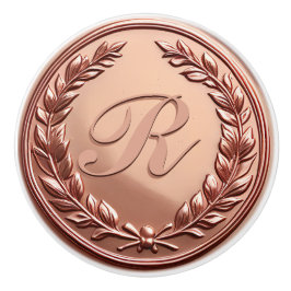 Elegant roseguldkrans familjemonogram knopp