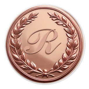 Elegant roseguldkrans familjemonogram knopp
