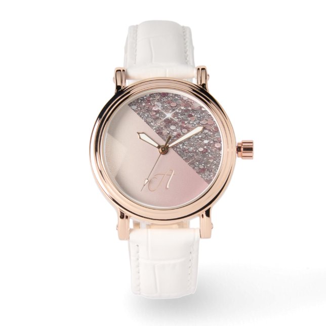 Elegant roséguldmonogram armbandsur (Framsida)
