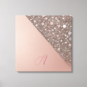 Elegant roséguldmonogram canvastryck