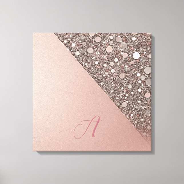 Elegant roséguldmonogram canvastryck (Framsida)