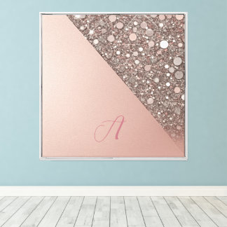 Elegant roséguldmonogram canvastryck