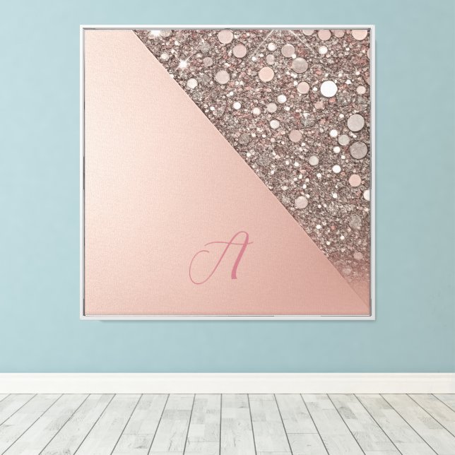 Elegant roséguldmonogram canvastryck (Insitu (trägolv))