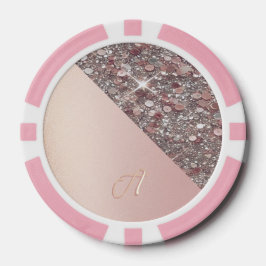 Elegant roséguldmonogram poker marker
