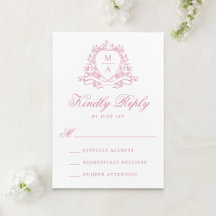 Elegant Rosekvarts Blommig Krön Monogram Bröllop