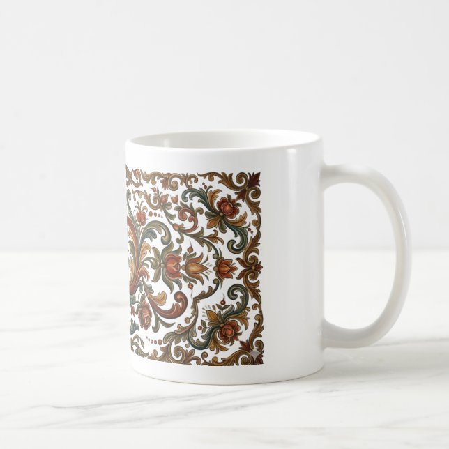 Elegant Rosemalning Folkkonst Hjärt Keramik Mugg (Höger)