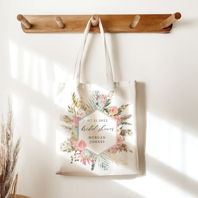elegant rosenskär bohemisk blomster Bröllopsdusch Tygkasse (Skapare uppladdad)