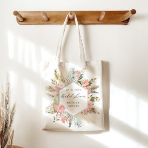 elegant rosenskär bohemisk blomster Bröllopsdusch Tygkasse