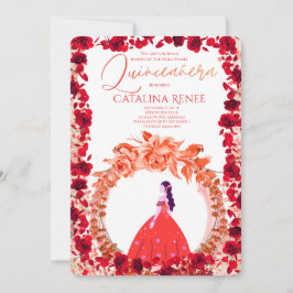 Elegant rosenskära blomster-quinceañera inbjudningar