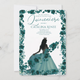 Elegant rosenskära blomster-quinceañera inbjudningar