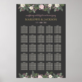 Elegant Rosenskymning Blommig Kol Trähustillställn Poster