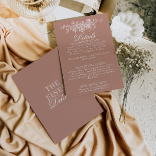Elegant rosenträdgård blomster boho bröllopsdetalj tilläggskort