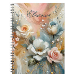 Elegant Roses in pale hues Personalized Anteckningsbok