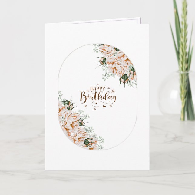 Elegant Roses Watercolor Floral  Birthday Card  Kort (Framsida)
